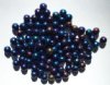 50 6mm Round Metallic Navy Iris Glass Beads